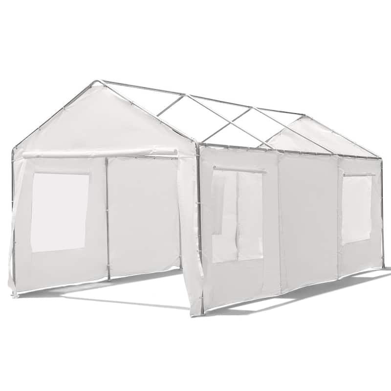 Heavy-Duty Metal Carport with Upgraded Galvanized Steel Roof – Ideal Shelter for Cars, Boats, and Tractors