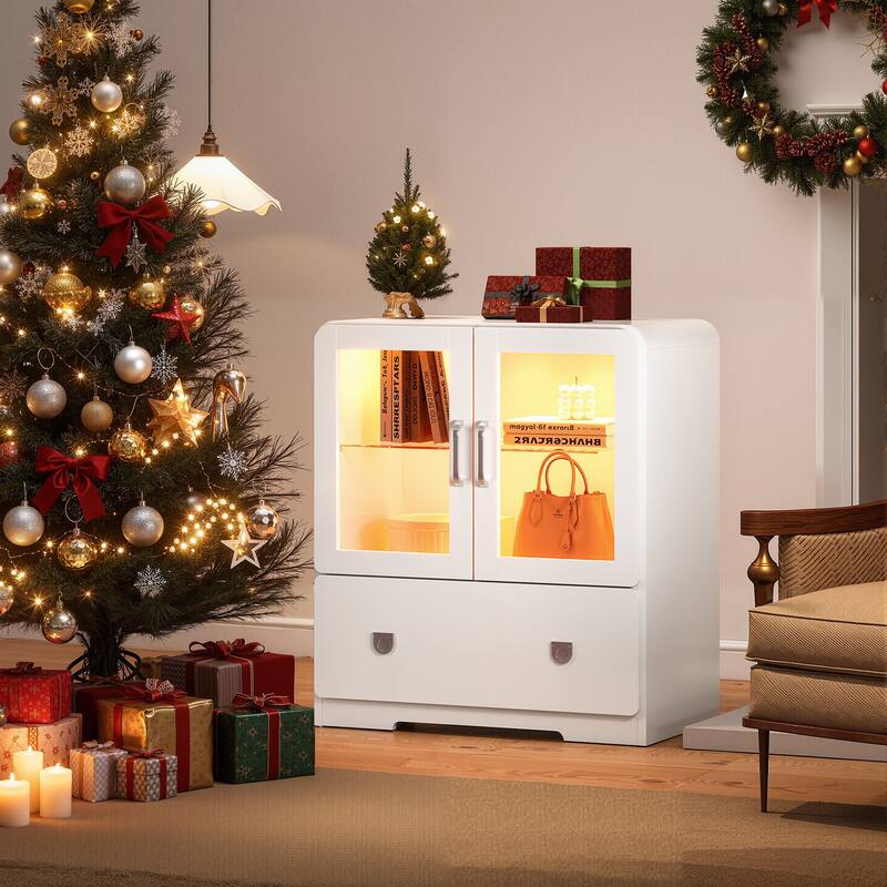 27'' Tall Display Cabinet with Acrylic Doors and LED Lights - N/A