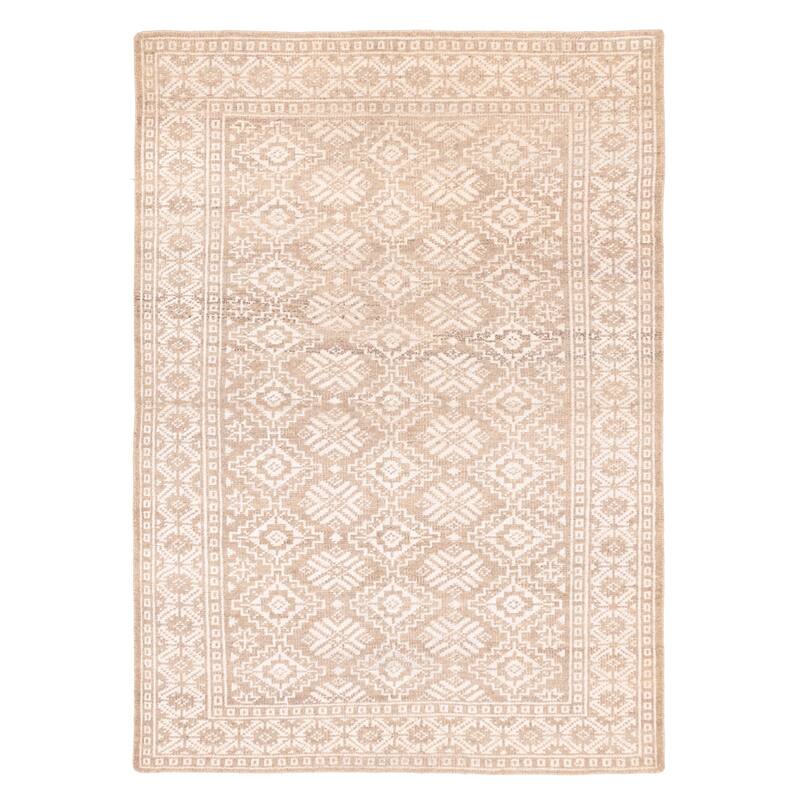 ECARPETGALLERY Hand-knotted Tangier Taupe Silk, Wool Rug - 5'3 x 7'5
