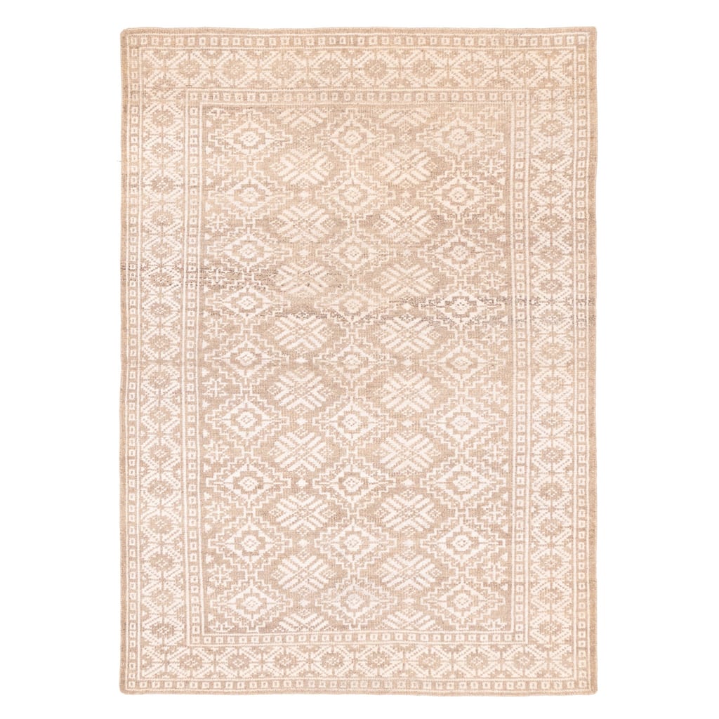 ECARPETGALLERY Hand-knotted Tangier Taupe Silk, Wool Rug - 5'3 x 7'5