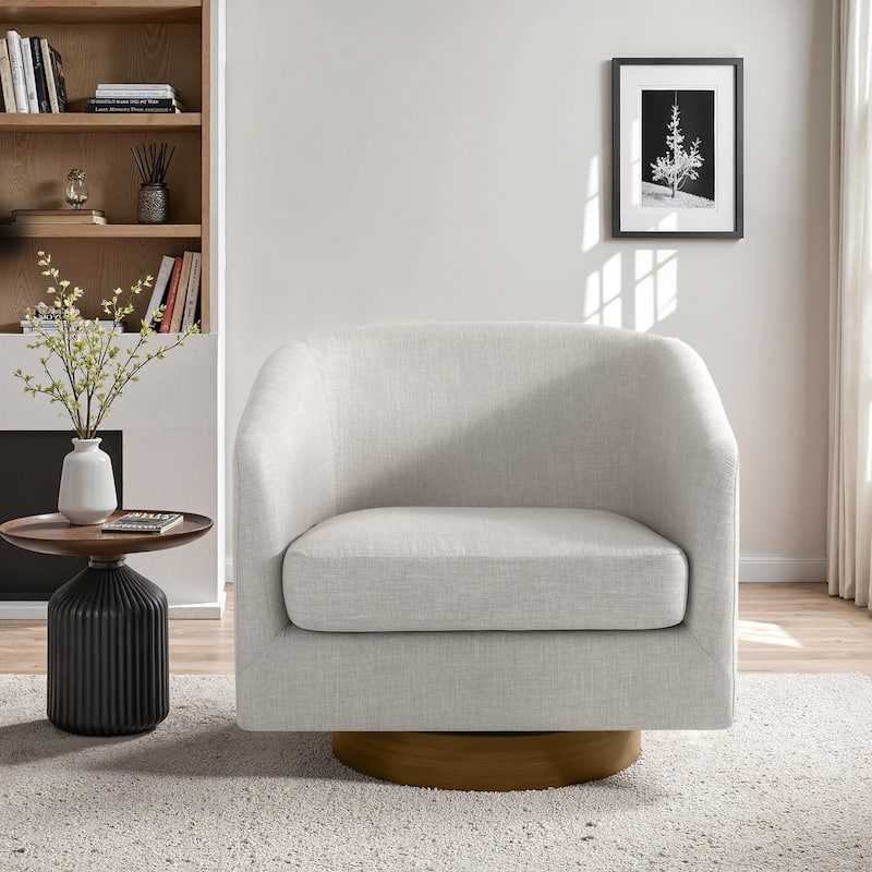 2 Set Modern Wide Round Swivel Accent Barrel Chairs