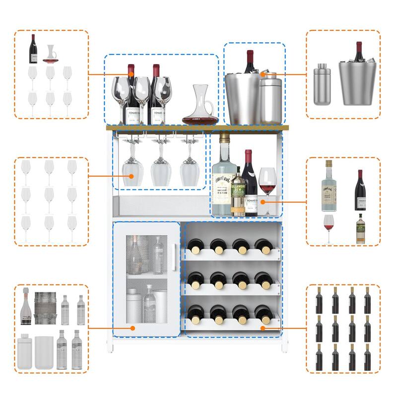 Wine Bar Cabinet with Storage,Small Liquor Cabinet,Bar Cabinet with Glass Holder