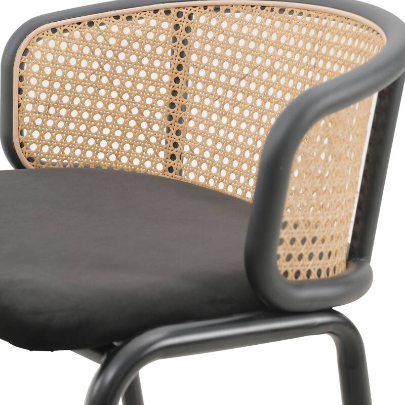 LeisureMod Ervilla Bar Stool with Black Powder Coated Steel Frame - 37"