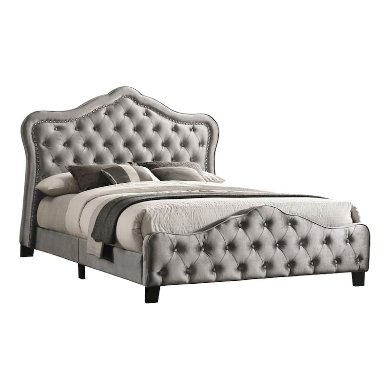 Georgiana Grey Upholstered Button Tufted Panel Bed