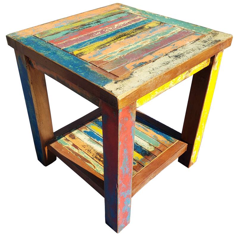 Chic Teak Marina Del Rey Recycled Teak Wood Boat Side Table