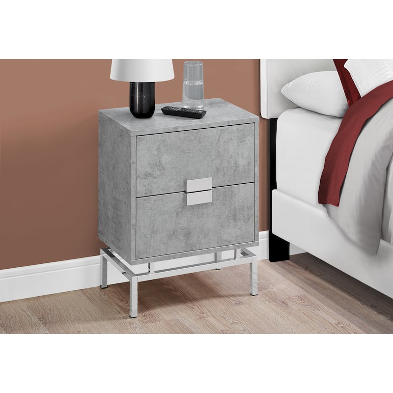 Contemporary 2-Drawer End Table Metal Base Wood Top Nightstand for Bedroom or Living Room - 18.25”L x 12.75”W x 23.5”H
