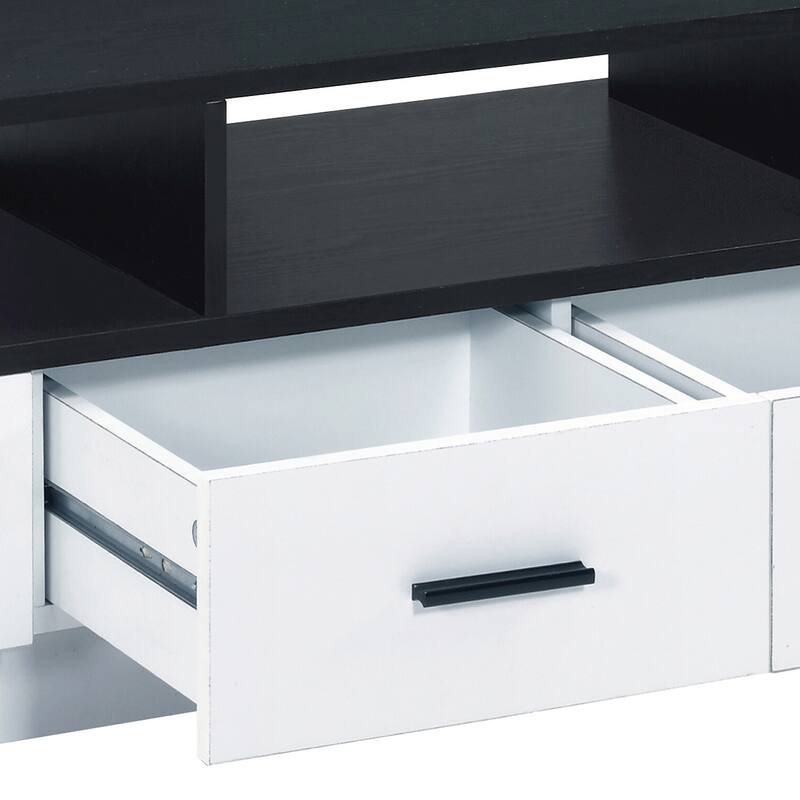 Vesper White and Black TV Stand with 2 Drawers