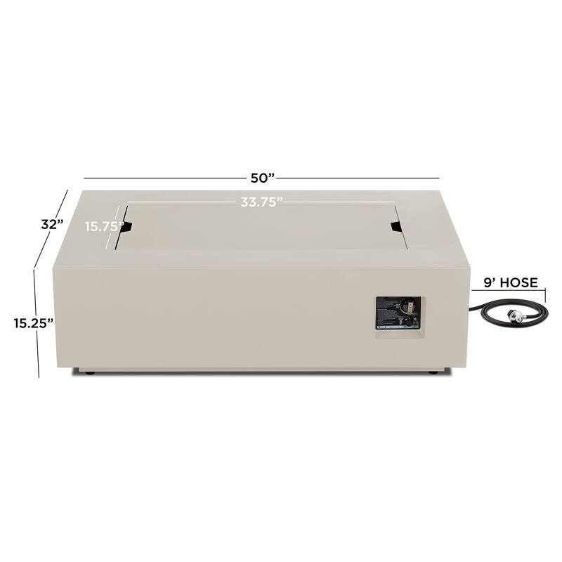 Aegean 50" Rectangle Gas Fire Table in Weathered Slate by Real Flame