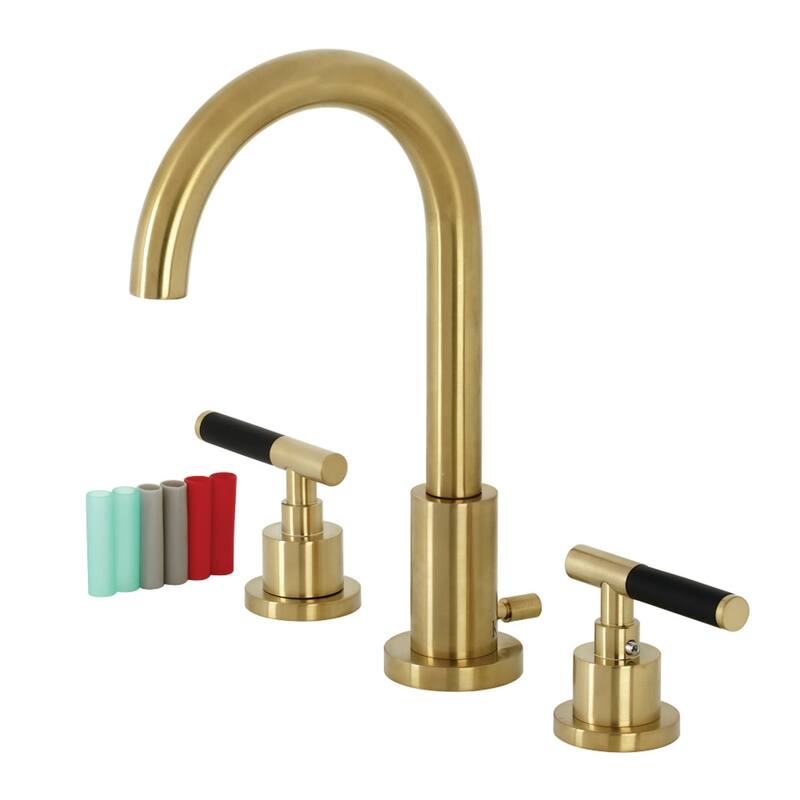 Kingston Brass Kaiser 1.2 GPM Deck Mounted Widespread Bathroom Faucet - Brushed Brass