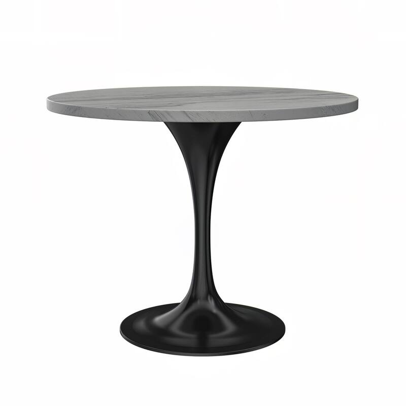 LeisureMod Verve Modern Round Dining Table with Resin TableTop and Black Pedestal Base for Kitchen & Dining Room - 36 Inch
