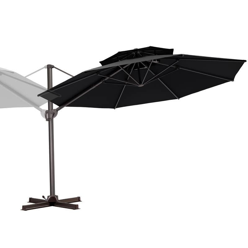 Outdoor Round Double Top Patio Cantilever Umbrella, Base Not Included