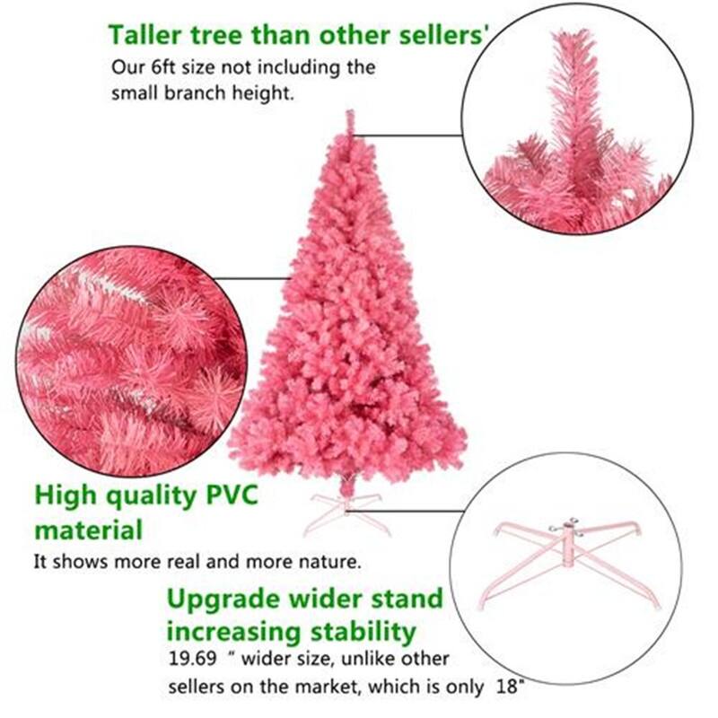 6FT Black/Pink Artificial Xmas Tree 1600Tips