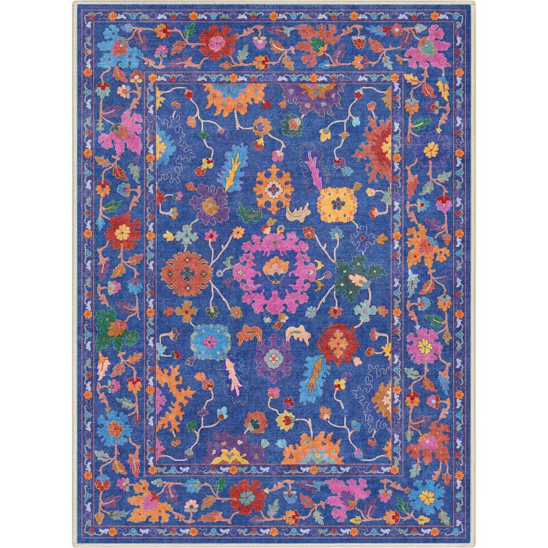 Well Woven Ushak Bodrum Modern Vibrant Floral Flat-Weave Area Rug