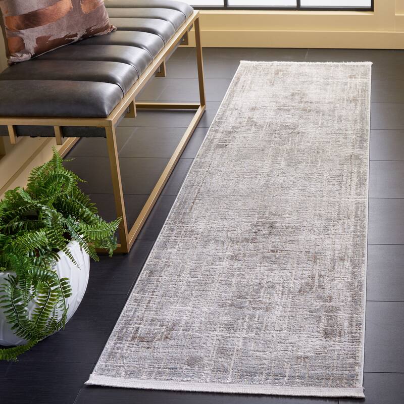 SAFAVIEH Platinum Amey Glam Abstract Rug - 2'2" x 8' Runner - Grey/Dark Grey