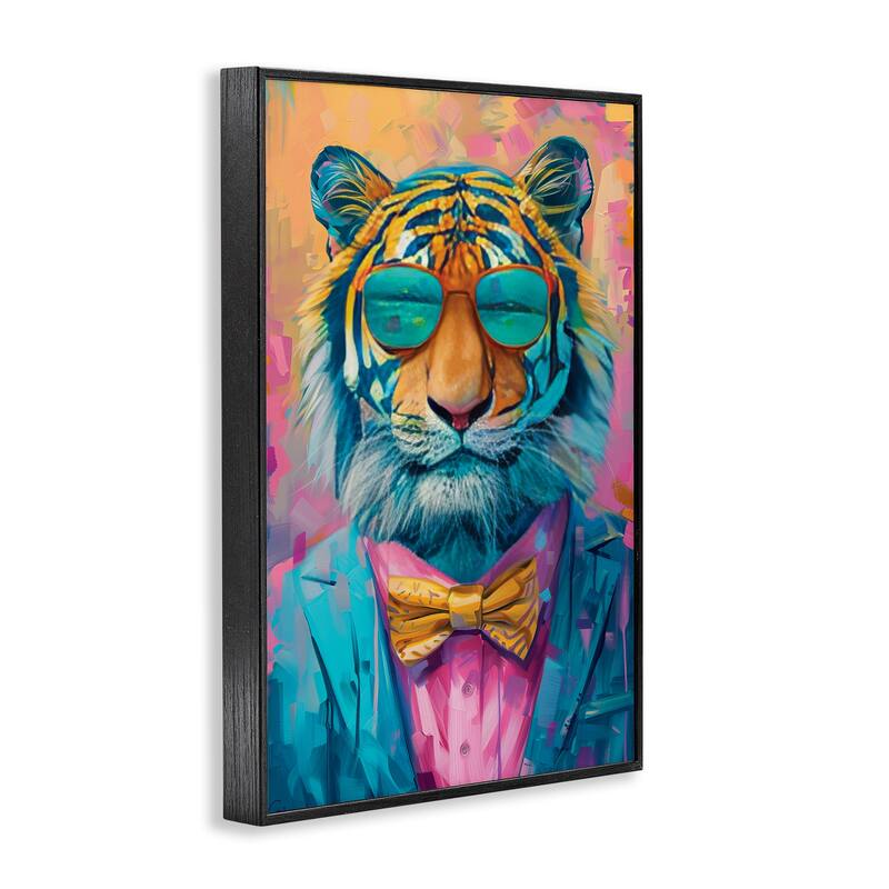 Stupell Smiling Snazzy Tiger Framed Giclee Art Design By LSR Design Studio
