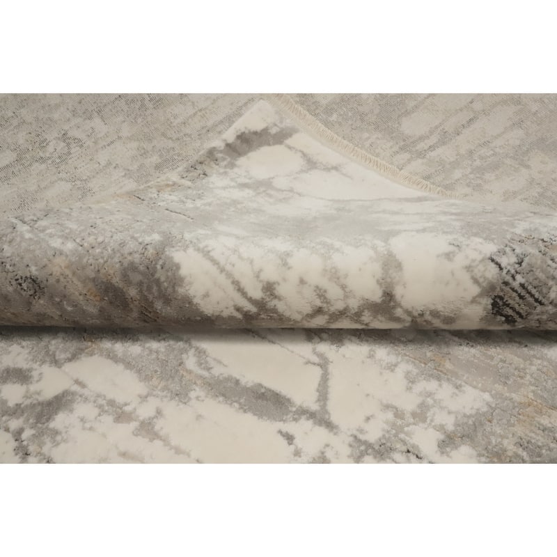 Machine Made Oriental Polyester Carpet Modern Abstract Greys & Charcoal Abstract Area Rug - 7' 5'' X 5' 2''