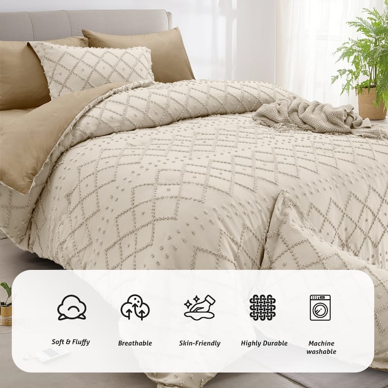 Set of 5/7 Pieces Brushed Comforter Set, Bed-in-a-Bag