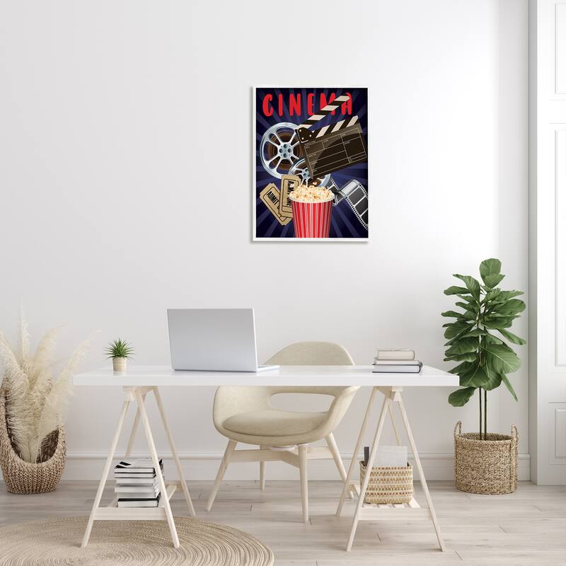 Stupell Cinema Movie Reel Popcorn Entertainment Sign Framed Wall Art, Design by Yvonne Coleman Burney