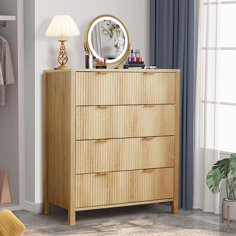 Wooden 4-Drawer Storage Cabinet Dresser - Natural