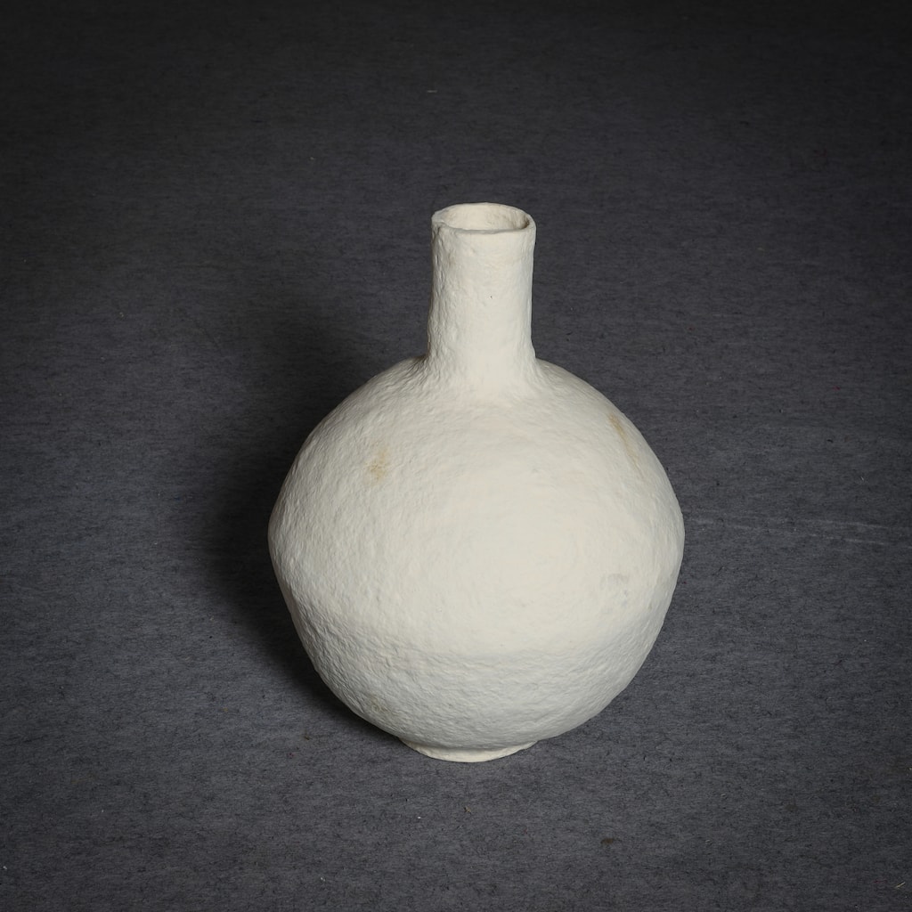 Paper Mache Vase Dia 20" Off-White - Off-White