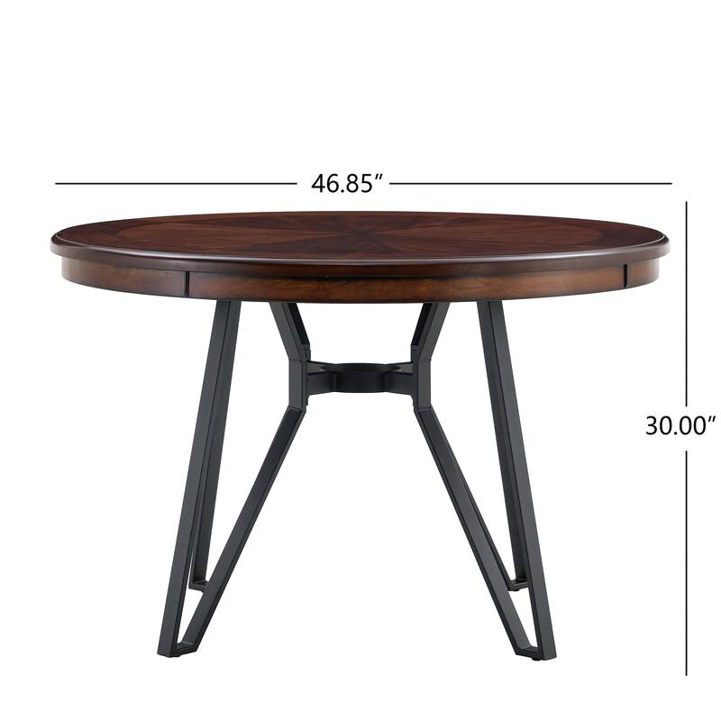 Roomfitters Round Dining Table with Metal Base, Modern Wood Kitchen Table for Breakfast Nooks and Dining Rooms