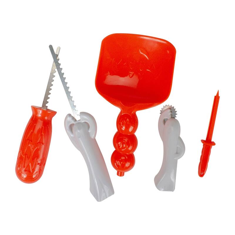 11" White and Orange Pumpkin Carving Kit - White and Orange