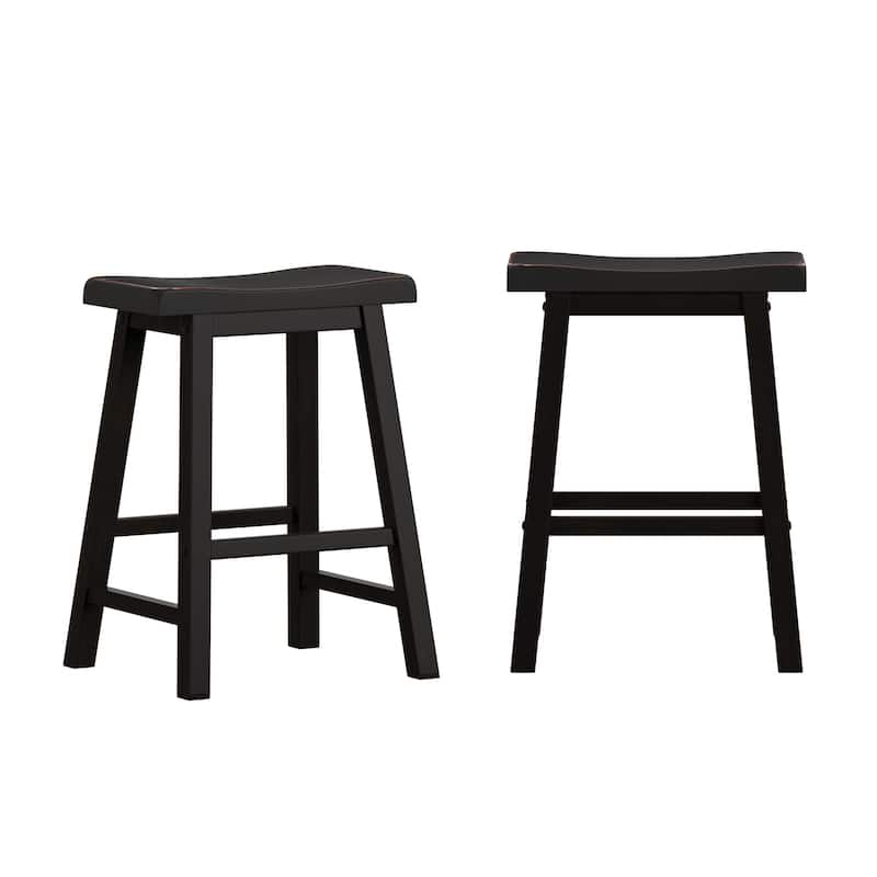 Cadiz Saddle Seat 24" Counter Height Backless Stools (Set of 2) - Stool - Black
