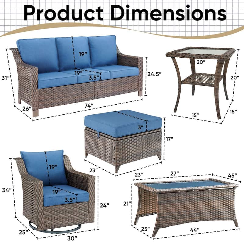 Outside Patio Sofa Chair Set with Cushions