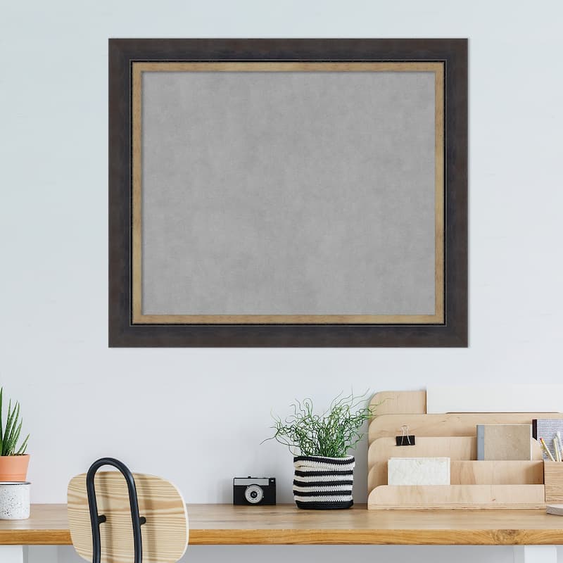 Amanti Art Hammered Charcoal Tan Framed Magnetic Board