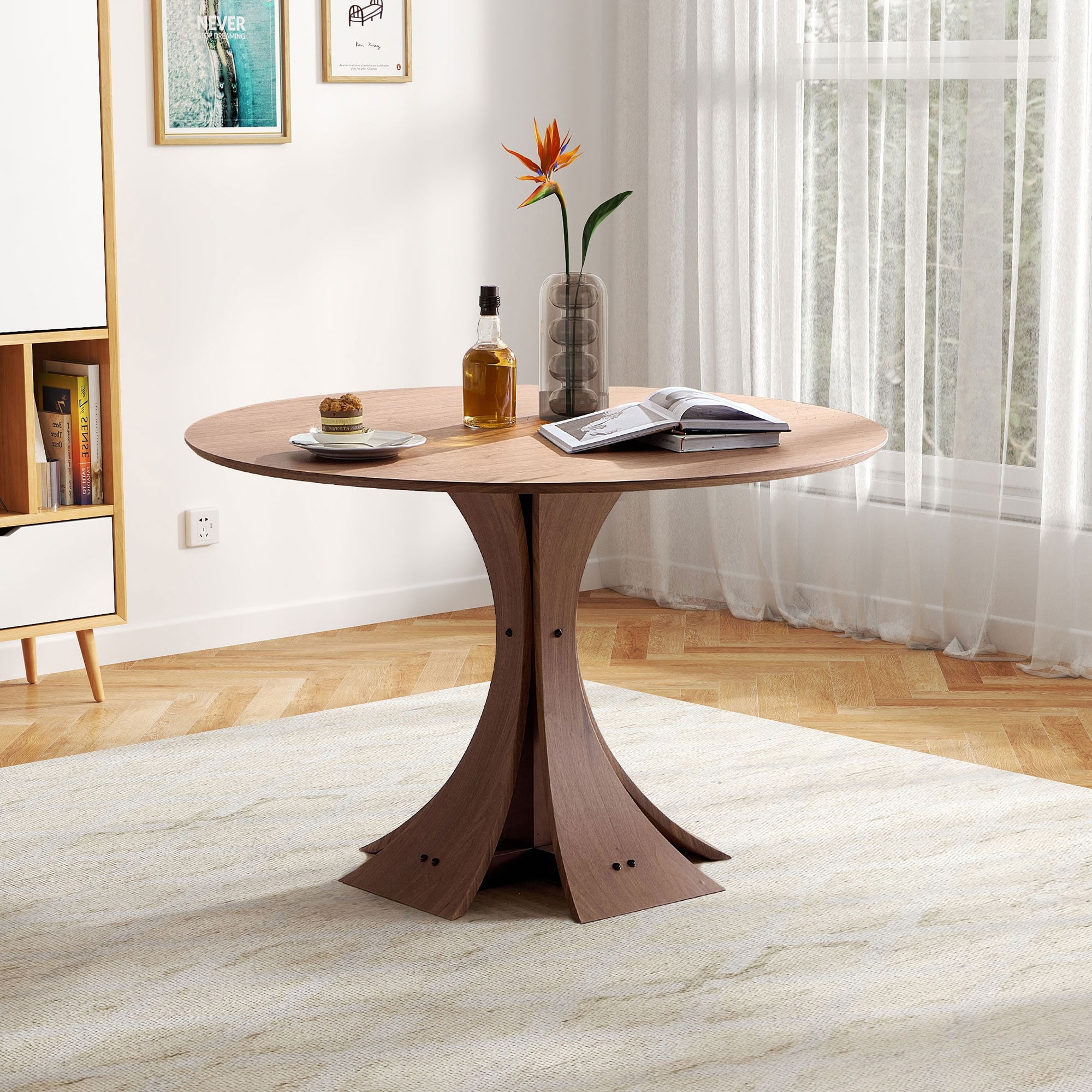 Round Modern Style MDF Wood Dining Table For Multiple Settings