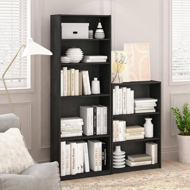 Adjustable 4-Shelf Bookcase Compact Home or Office Storage Organizer with Modern Design and Open Display Shelves