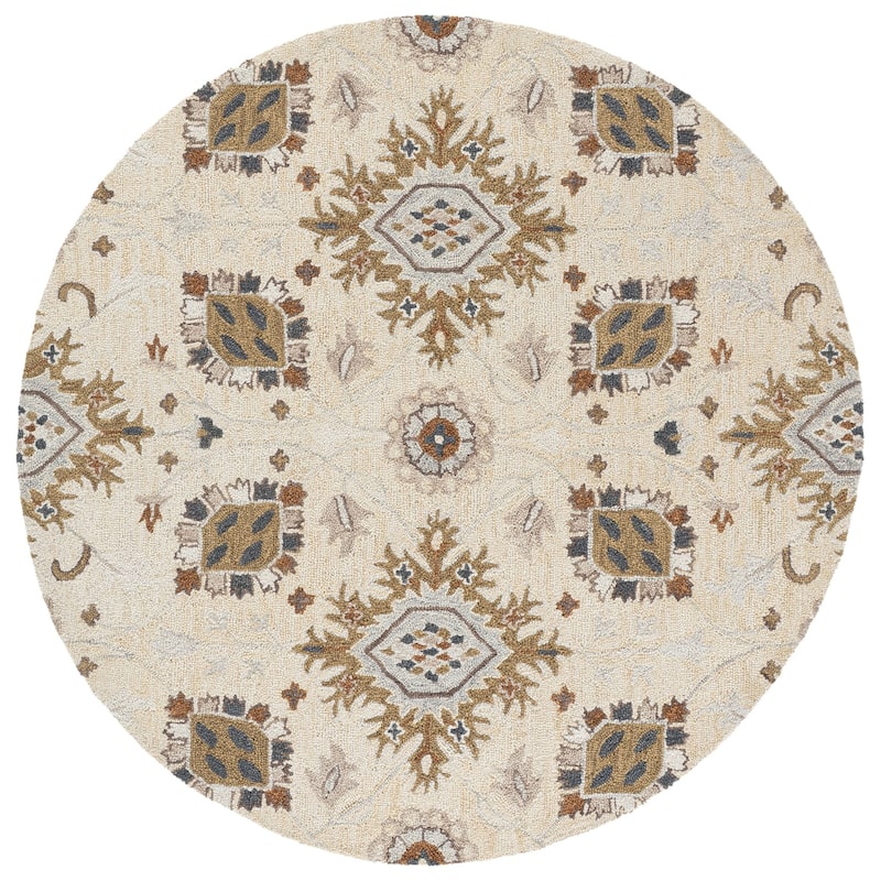 SAFAVIEH Handmade Metro Rosalynn Wool Rug - 6' Round - Beige/Green