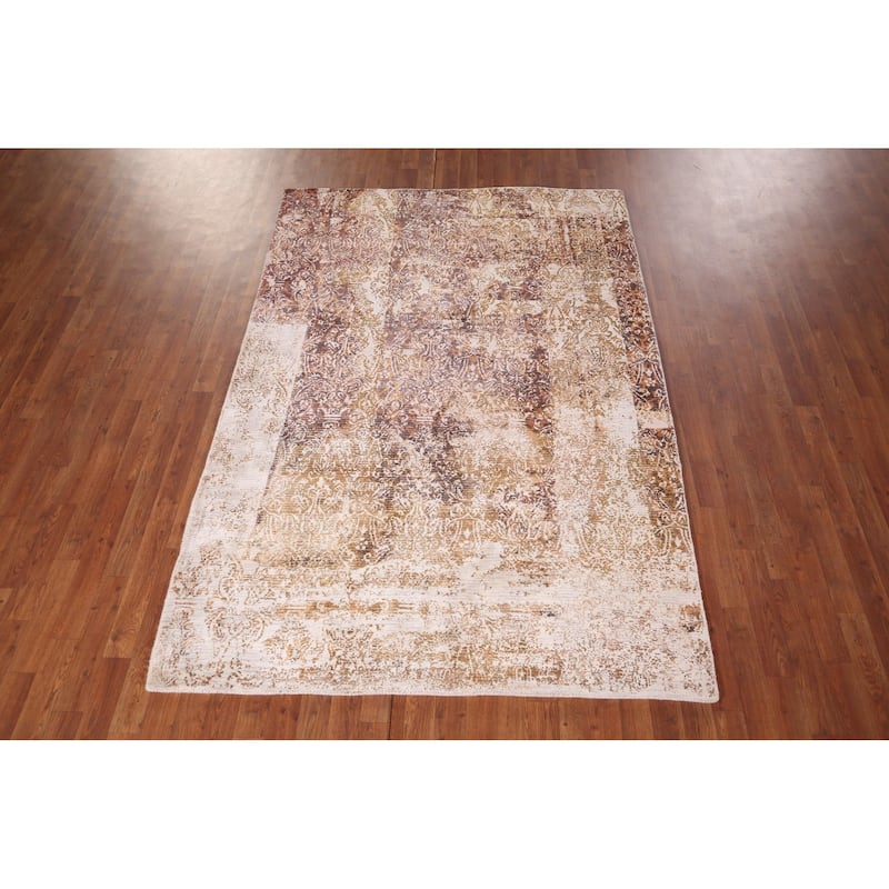 All-Over Abstract Modern Area Rug Hand-Knotted Wool Carpet - 5'4" X 7'10"