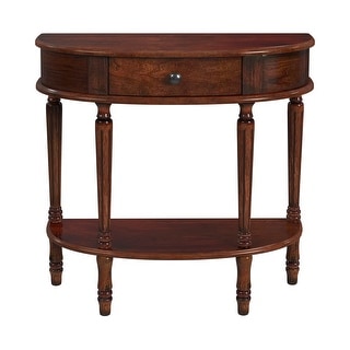 Mozart 31.5 in. W Demilune Wood Hand Painted 1 Drawer Console Table with Lower Open Shelf