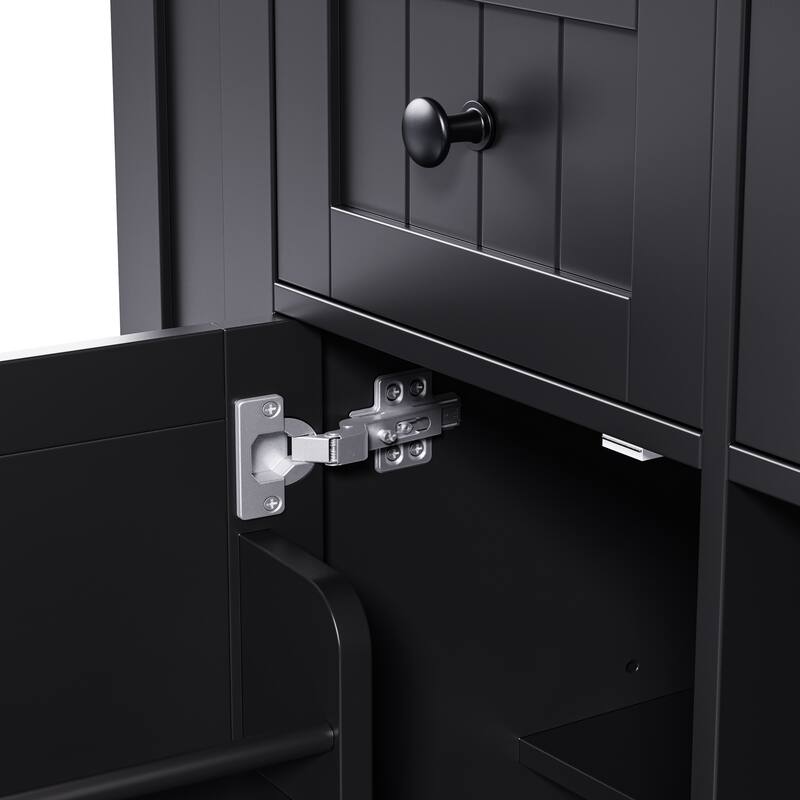 53.14'' Kitchen Island with 2 Bar Stools, Power Outlet,Door Internal Storage Rack, Drop Leaf, 5 Open Side Racks, 3 Drawers