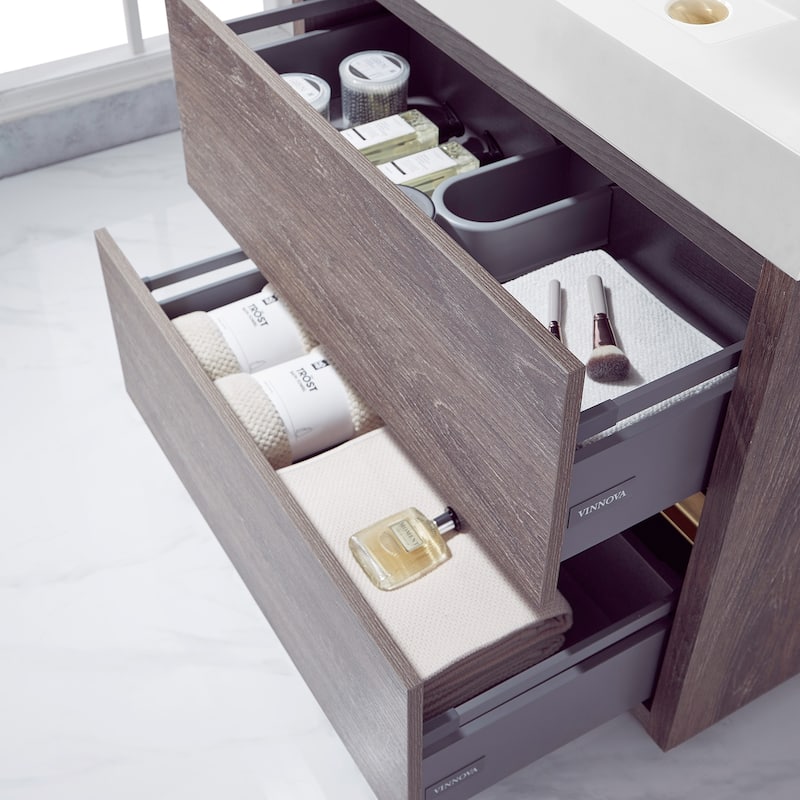 Huesca 36" Single Bath Vanity with White Stone Sink Top without Mirror