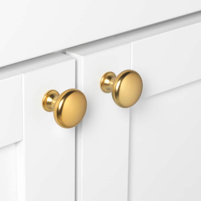GlideRite 5-Pack 1-1/8 in. Gold Round Cabinet Knobs - Brass Gold
