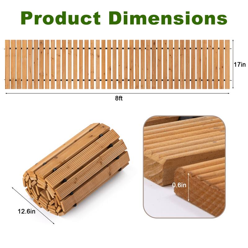​​COSIEST Roll-Out Cedar Garden Pathway with 6FT 8FT 12FT