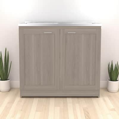 39" Utility Sink Base Cabinet with Stainless Steel Sink, 2 Doors and Shelves for Kitchen,Laundry or Garage