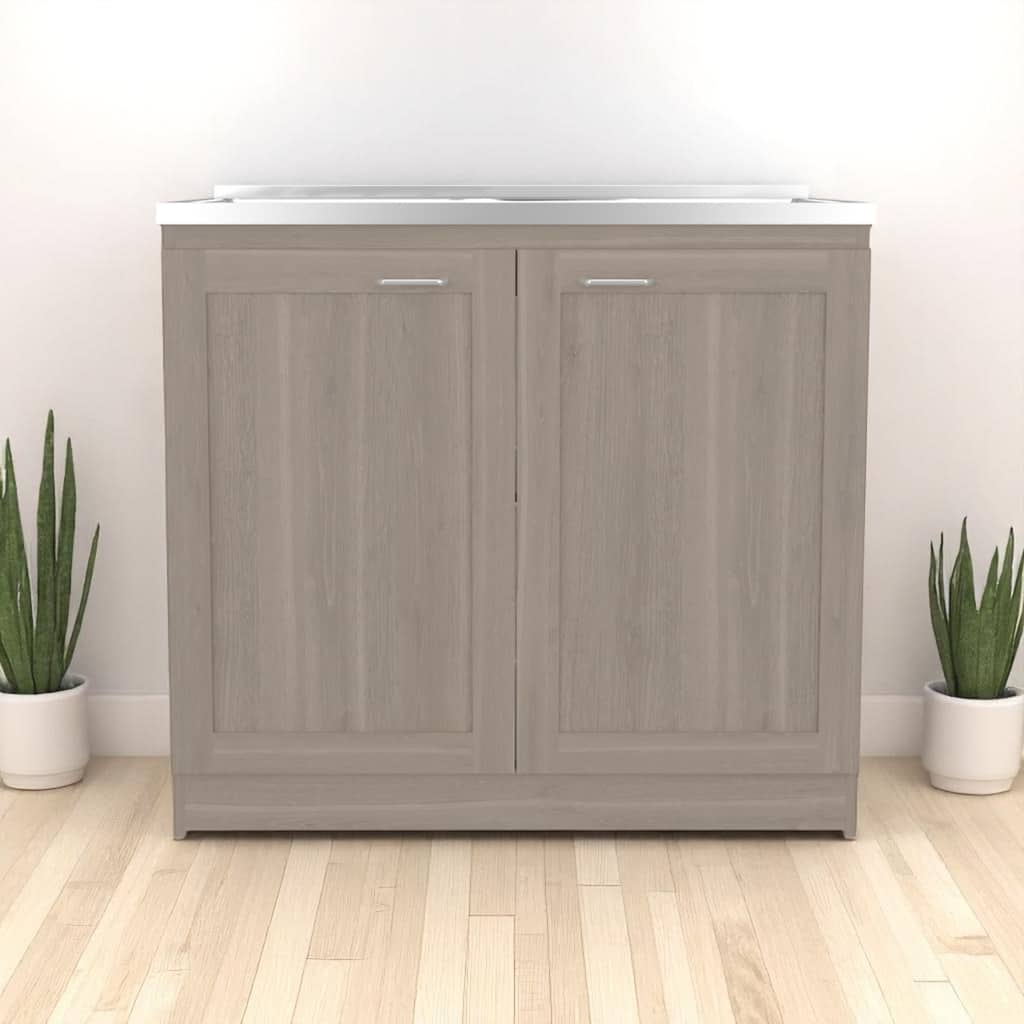 39" Utility Sink Base Cabinet with Stainless Steel Sink, 2 Doors and Shelves for Kitchen,Laundry or Garage