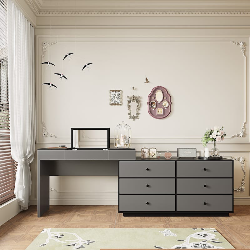 Home Office Storage Expandable Dresser Desk Combo