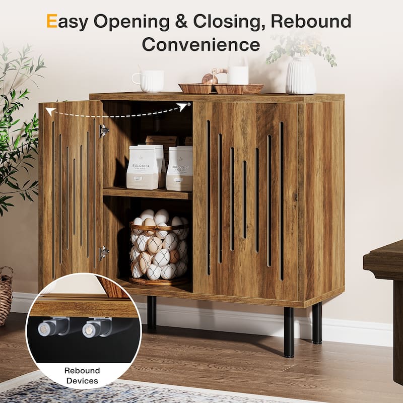 Sideboard Buffet Cabinet with Doors & Adjustable Shelves (Set of 2)