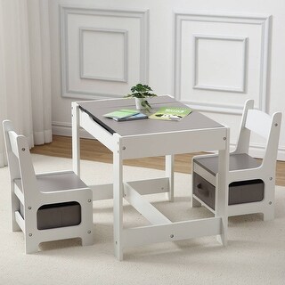 Kids Table and Chair Set, 3 in 1 Children Activity Desk Set with ...