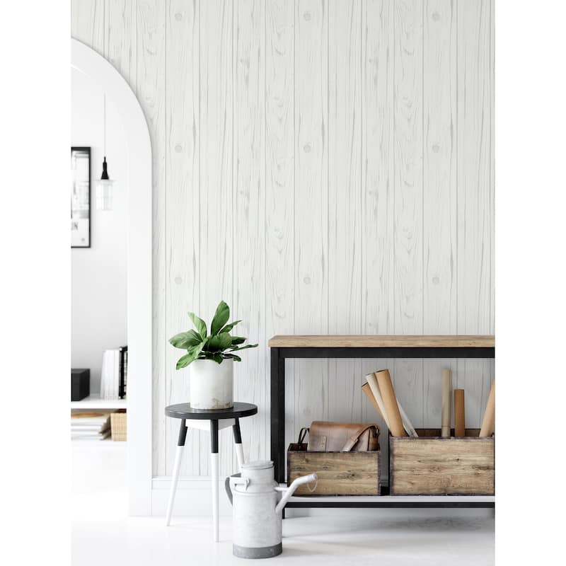 White Barnwood Peel & Stick Wallpaper - 20.5-in x 16.5-ft