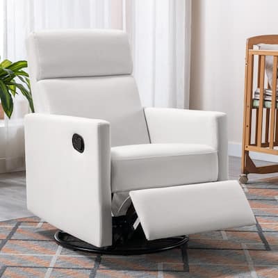 Modern Upholstered Rocker Plush Seating Glider Swivel Recliner Chair