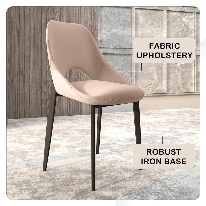 Amalfi Set of 2 Dining Chairs- Elegant Mid-Century Modern Chair w Open Back & Metal Legs for Kitchen, Dining Room & Small Spaces