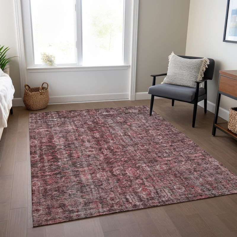 Machine Washable Indoor/ Outdoor Vintage Traditional Chantille Rug