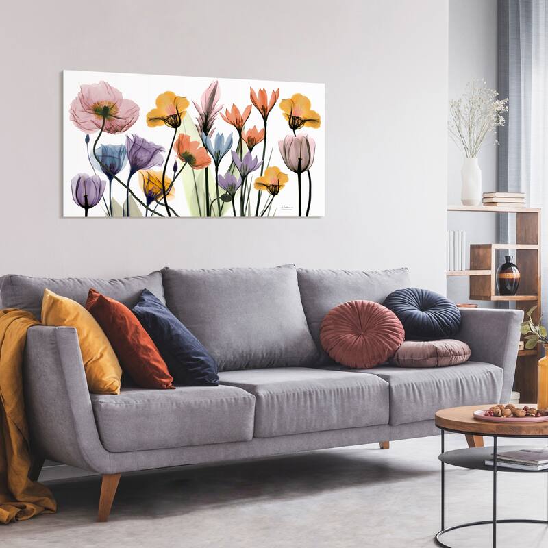 "Flowerscape Portrait" Frameless Free Floating Tempered Glass Panel Graphic Wall Art