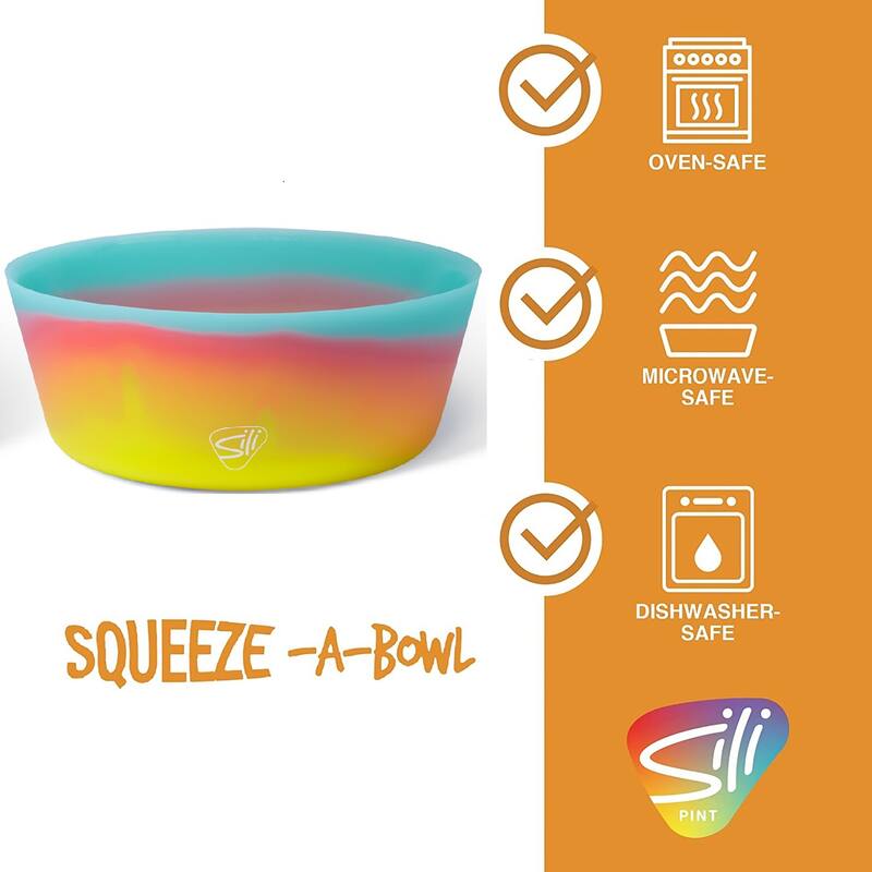Silipint Silicone 18oz SqueezeABowl Set of 4 2 Aqua & 2 Aurora