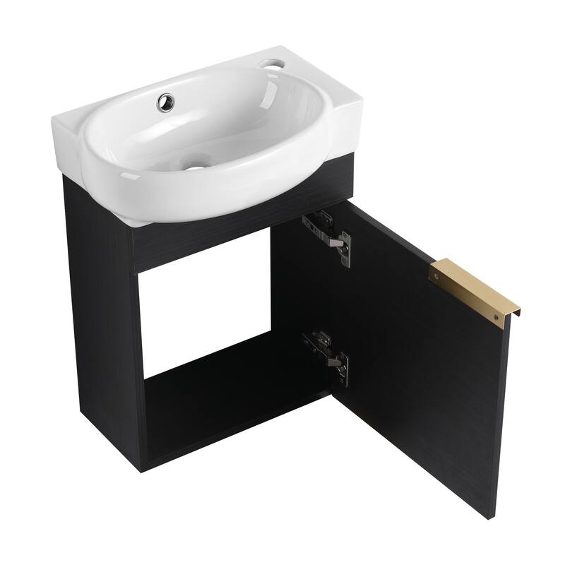 Beingnext 16"/23" Bathroom Vanity with Sink, Floating/Freestanding Bathroom Vanity with Soft Close Door